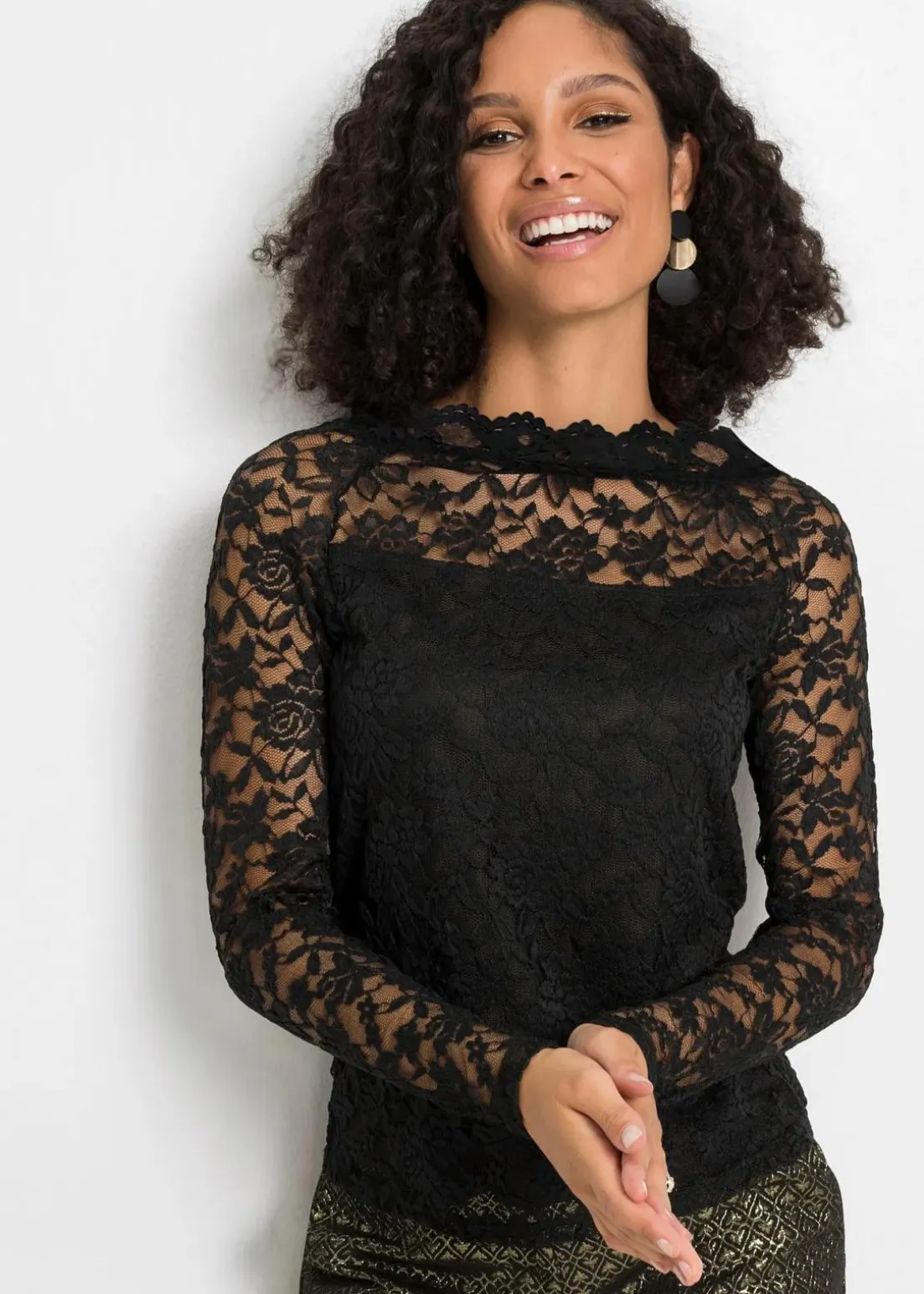 Spitzen-Langarmshirt