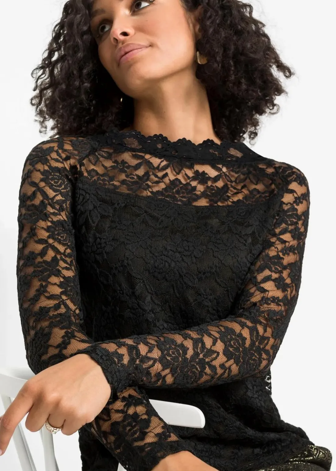 Spitzen-Langarmshirt