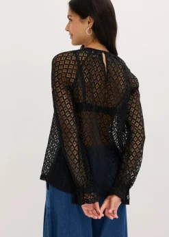 Spitzenshirt aus Baumwoll-Mix