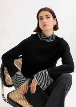 Stehkragenpullover mit Kaschmiranteil