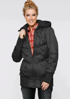 Steppjacke mit breitem Komfortbund und Kapuze
