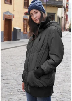 Steppjacke mit breitem Komfortbund und Kapuze