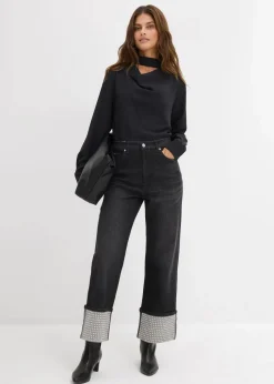 Straight-Jeans High Waist mit Turn Up