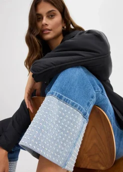 Straight-Jeans High Waist mit Turn Up