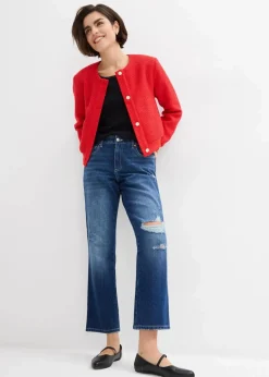 Straight-Jeans Mid Waist Bequembund Low Stretch, cropped