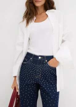 Straight-Jeans Mid Waist mit Strass