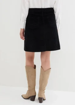 Stretch-Cordrock mit Knopfleiste