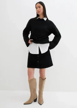 Stretch-Cordrock mit Knopfleiste