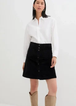 Stretch-Cordrock mit Knopfleiste