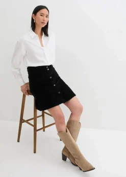 Stretch-Cordrock mit Knopfleiste