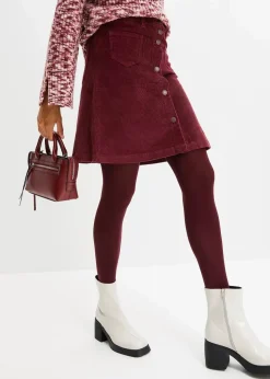 Stretch-Cordrock mit Knopfleiste