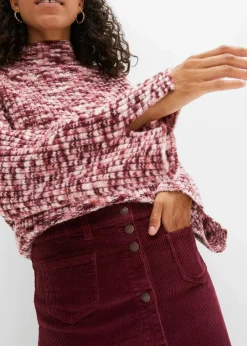 Stretch-Cordrock mit Knopfleiste