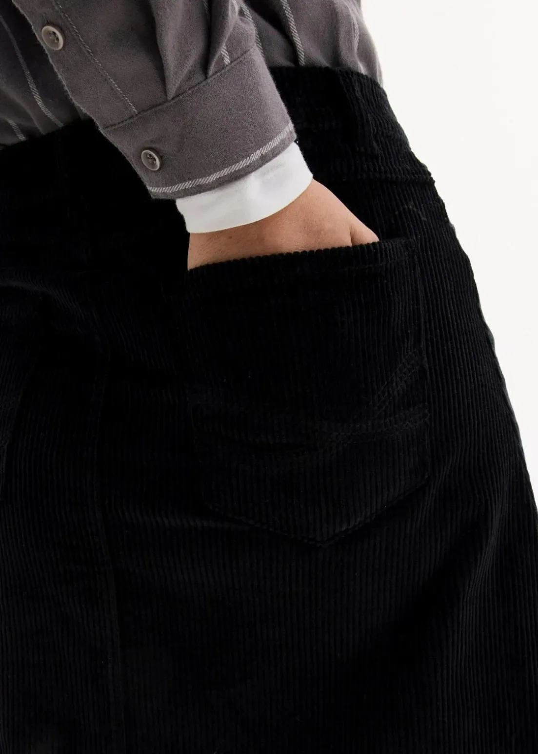 Stretch-Cordrock mit Knopfleiste, Midi-Länge