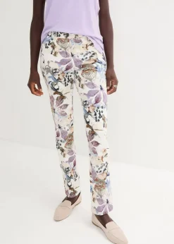 Stretch-Hose mit Blumen-Print
