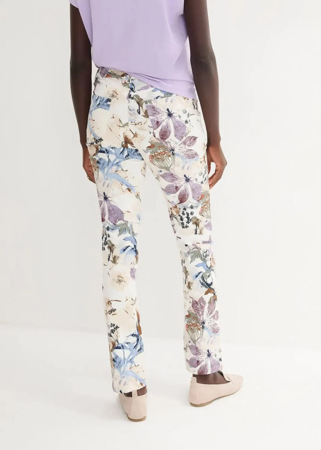 Stretch-Hose mit Blumen-Print
