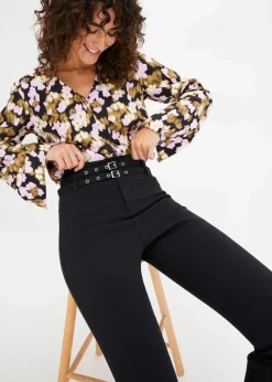 Stretch-Hose mit Gürtel (2-tlg. Set)