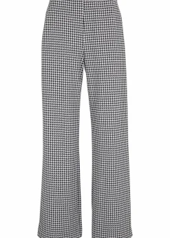 Stretch-Hose mit Hahnentrittmuster, Wide leg