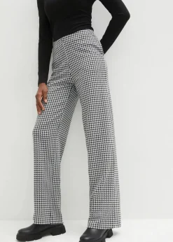 Stretch-Hose mit Hahnentrittmuster, Wide leg