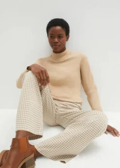 Stretch-Hose mit Hahnentrittmuster, Wide leg