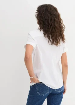 Stretch-Kurzarmbluse aus Baumwollmix