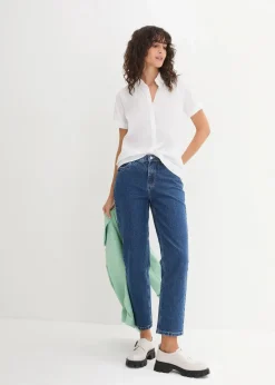 Stretch-Kurzarmbluse aus Baumwollmix