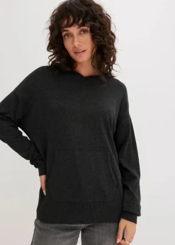 Strick-Hoodie mit Kängurutasche aus Viskose-Mix