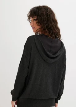 Strick-Hoodie mit Kängurutasche aus Viskose-Mix