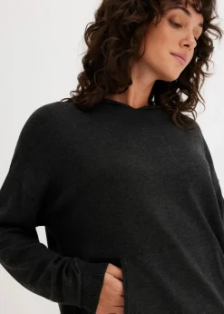 Strick-Hoodie mit Kängurutasche aus Viskose-Mix