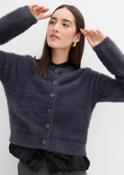 Strickjacke aus Federgarn-Viskose-Mix