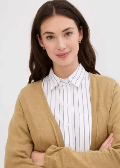 Strickjacke aus reiner leichter Baumwoll-Slub Qualität