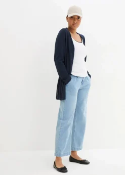 Strickjacke aus reiner leichter Baumwoll-Slub Qualität