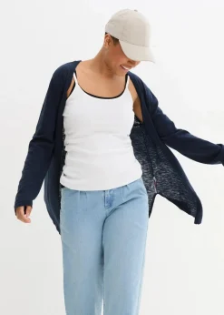 Strickjacke aus reiner leichter Baumwoll-Slub Qualität