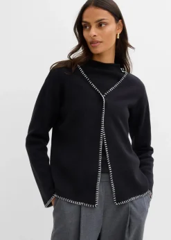 Strickjacke aus Wollmix mit Kontrastdetails