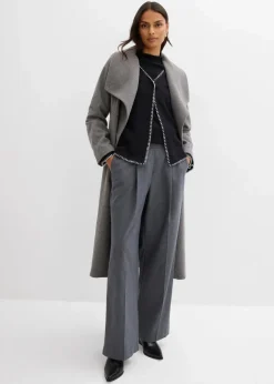 Strickjacke aus Wollmix mit Kontrastdetails