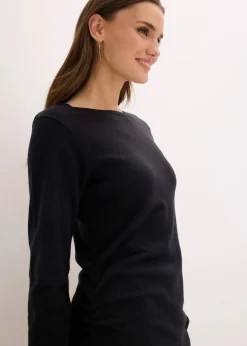 Strickkleid mit asymmetrischem Saum aus Baumwolle und Kaschmir