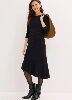 Strickkleid mit asymmetrischem Saum aus Baumwolle und Kaschmir