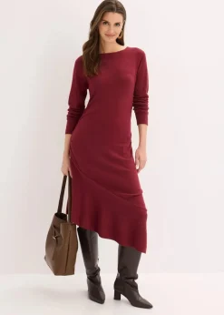 Strickkleid mit asymmetrischem Saum aus Baumwolle und Kaschmir