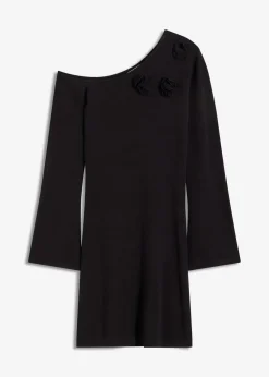 Strickkleid mit Blumen-Applikation