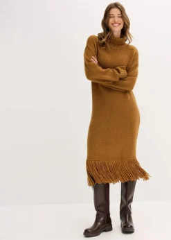 Strickkleid mit Fransensaum