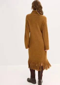 Strickkleid mit Fransensaum
