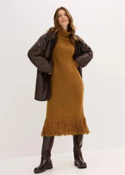 Strickkleid mit Fransensaum