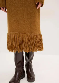 Strickkleid mit Fransensaum