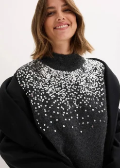 Strickkleid mit Pailletten-Applikation