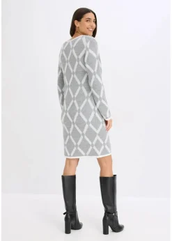 Strickkleid mit Rautenmuster aus Federgarn