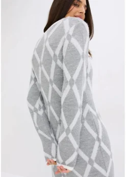 Strickkleid mit Rautenmuster aus Federgarn