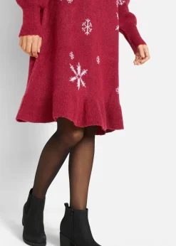 Strickkleid mit Schneeflocken-Print