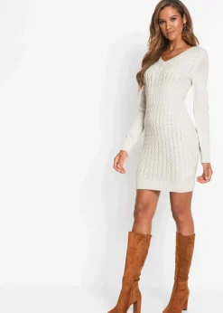 Strickkleid mit Zopfmuster