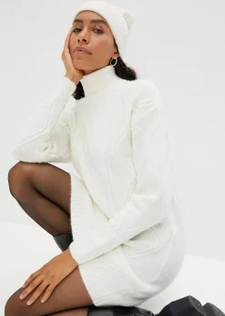 Strickkleid mit Zopfmuster