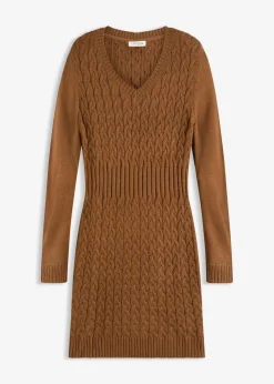 Strickkleid mit Zopfmuster