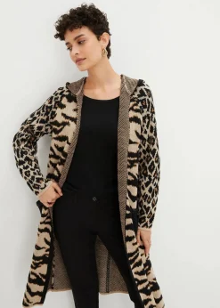 Strickmantel mit Pailletten und Kapuze